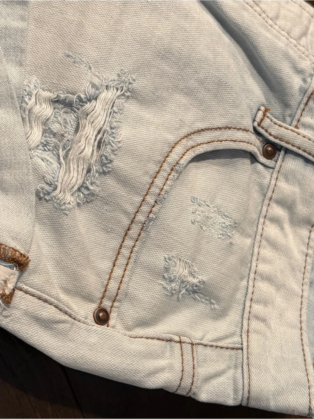 One Teaspoon Light Blue Button-Fly Denim Shorts
